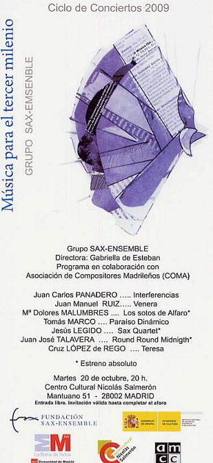 Imagen del programa del concierto, en el que participa Antonio Domingo